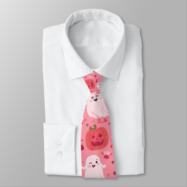 Cravate Citrouille rose Ghostly Surprise (Attaché)