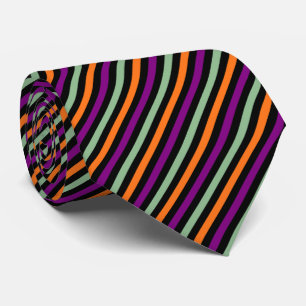 Cravate Citrouille, violet, vert et noir