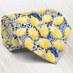 Cravate Citrus Citrus Méditerranée Bleu Blanc Carrelage Mo<br><div class="desc">citrons d'agrumes jaune méditerranéen sur un motif en carreaux bleu et blanc indigo. Fraîche et estivale pour égayer votre journée. Art original de Nic Squirrell.</div>