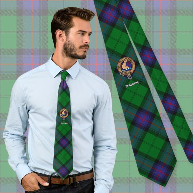 Cravate Clan Armstrong Crest sur Tartan (Créateur téléchargé)