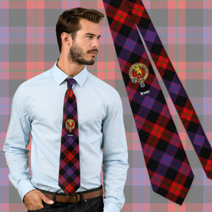 Cravate Clan Brown Crest sur Tartan