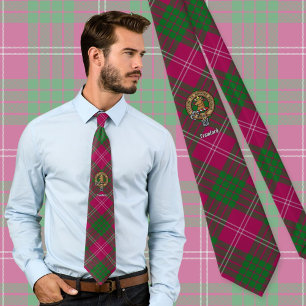 Cravate Clan Crawford Crest sur Tartan