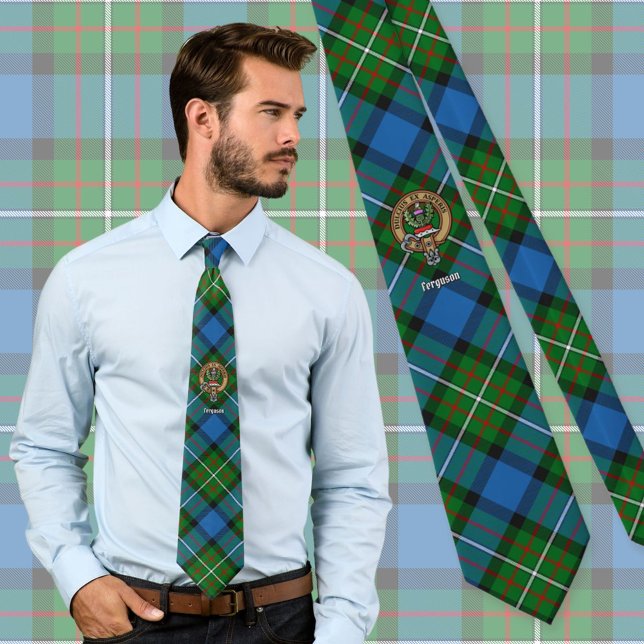 Cravate Clan Ferguson Crest sur Tartan (Créateur téléchargé)