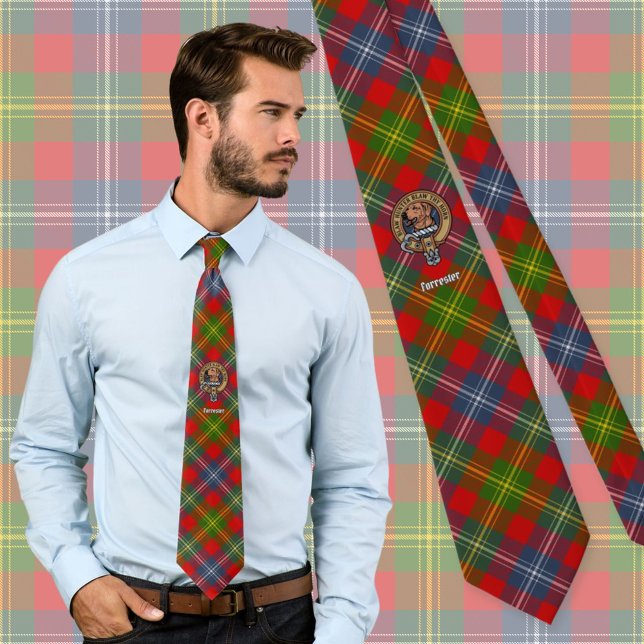 Cravate Clan Forrester Crest sur Tartan (Créateur téléchargé)