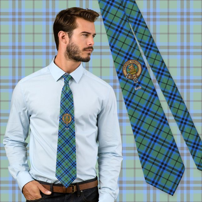 Cravate Clan Keith Crest sur Tartan (Créateur téléchargé)