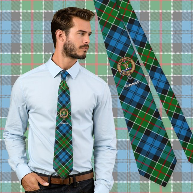 Cravate Clan Kirkpatrick Crest sur Tartan (Créateur téléchargé)
