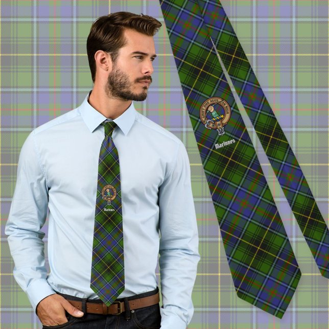 Cravate Clan MacInnes Crest sur Tartan (Créateur téléchargé)
