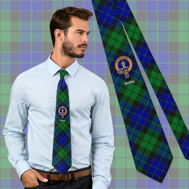 Cravate Clan MacKay Crest sur Tartan (Créateur téléchargé)