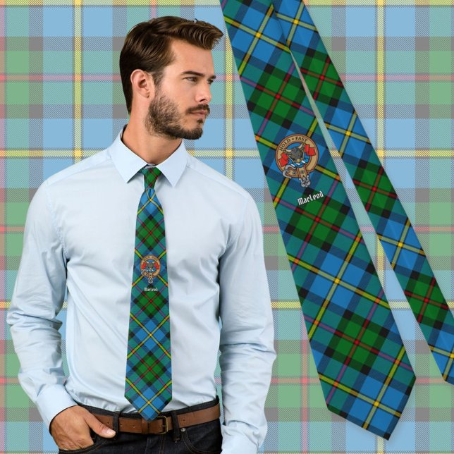 Cravate Clan MacLeod Crest sur la chasse Tartan (Créateur téléchargé)