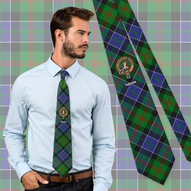 Cravate Clan Paterson Crest sur Tartan (Créateur téléchargé)