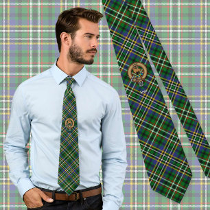Cravate Clan Scott Crest sur Green Tartan