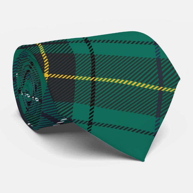 Cravate Clan Tartan Plaid Henderson Green Blue Check (Roulé)