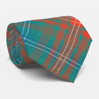 Clan Wilson Tartan Plaid Orange Turquoise Motif