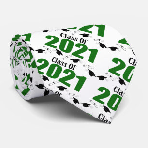 Cravate Classe De 2021 Casquettes Et Diplômes (Vert)