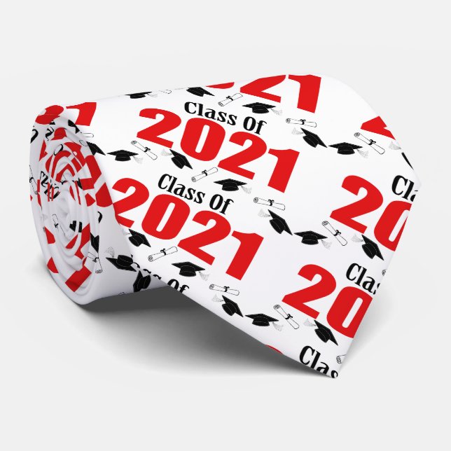 Cravate Classe Of 2021 Caps and Diplomas (Roulé)
