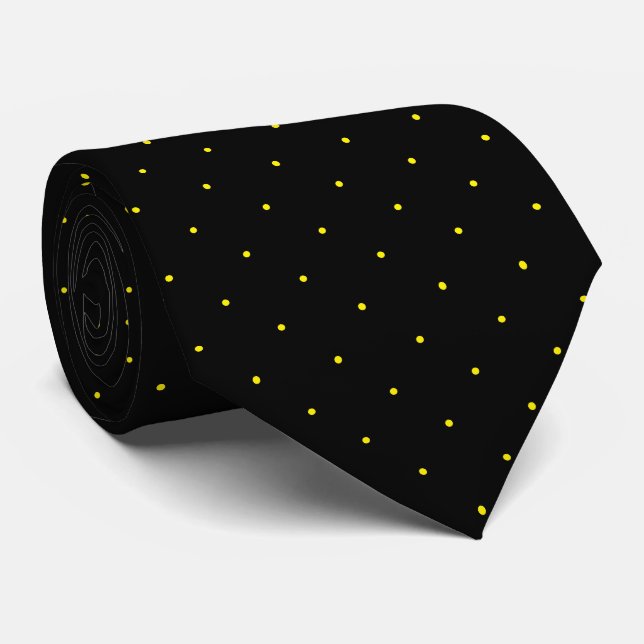 Cravate Classic Black and Bright Yellow Dot Tie for Him (Roulé)