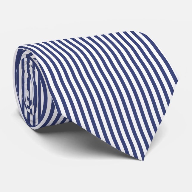 Cravate Classic Bleu foncé Blancs Motif (Roulé)