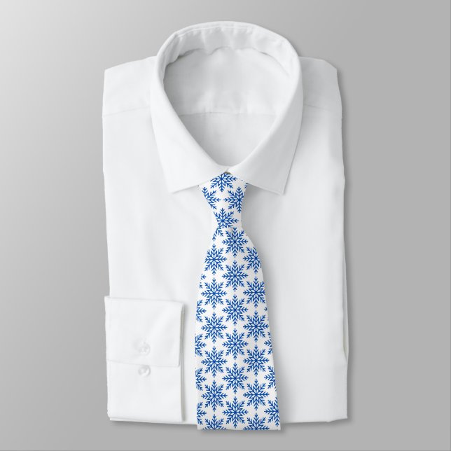 Cravate Classic Blue Snowflake Pattern Neck Tie (Attaché)