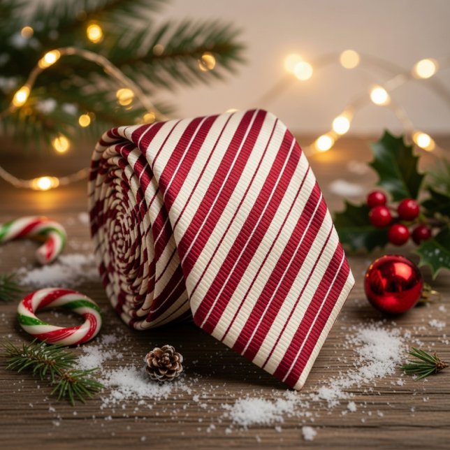 Cravate Classic Candy Cane Red & White Diagonal Striped (Créateur téléchargé)