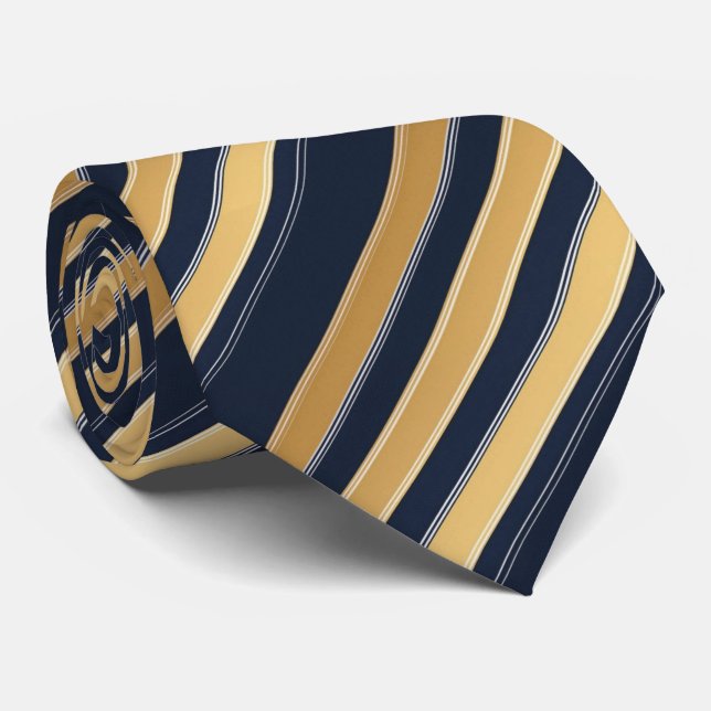 Cravate Classic Gold Black Horizontal Stripe (Roulé)