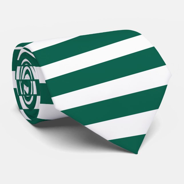 Cravate Classic Green And White Horizontal Striped  (Roulé)