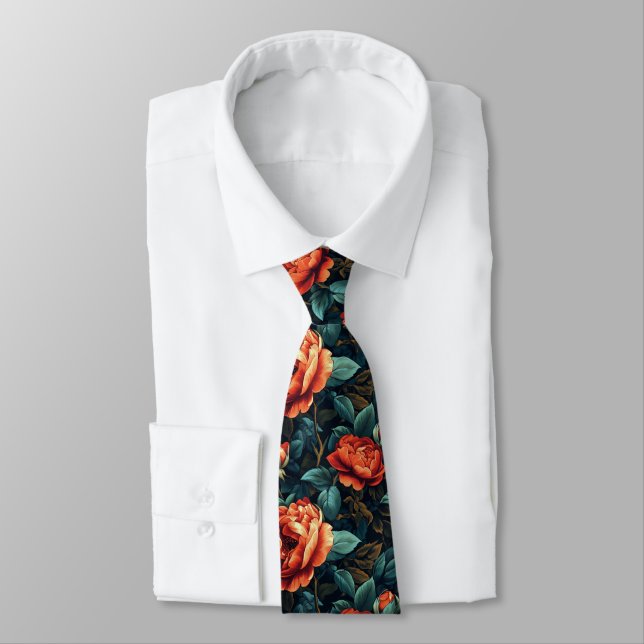 Cravate Classic Groomsman Gift Rose Floral (Attaché)