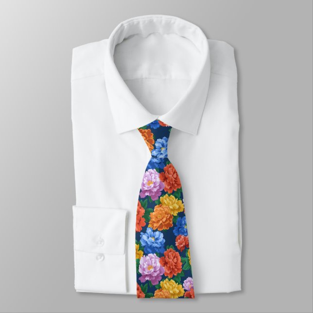 Cravate Classic Groomsmen Peonies Floral (Attaché)