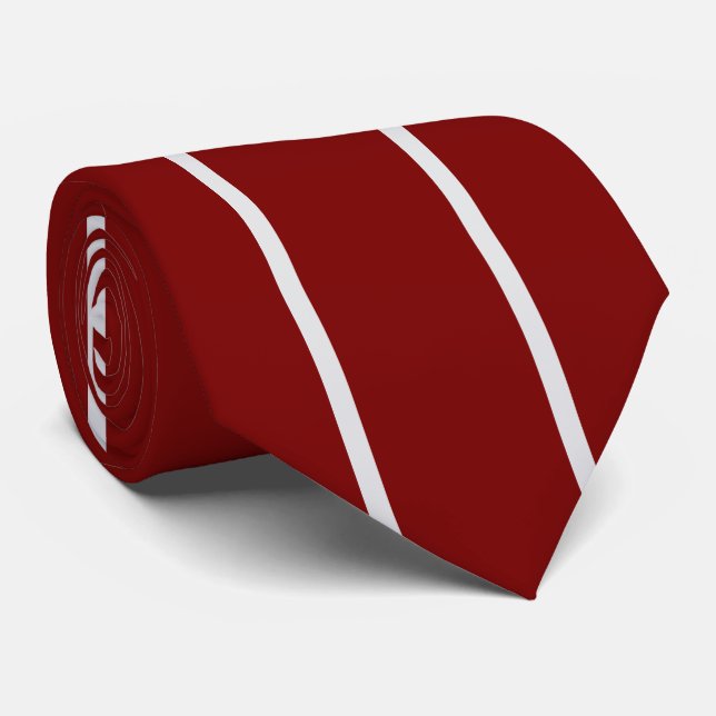 Cravate Classic Red Maroon White Striped  Neck Tie  (Roulé)