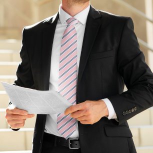 Cravate Classic rose et rayures de marine