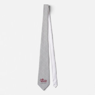 Cravate Classic Silver Damask 25e anniversaire Mariage