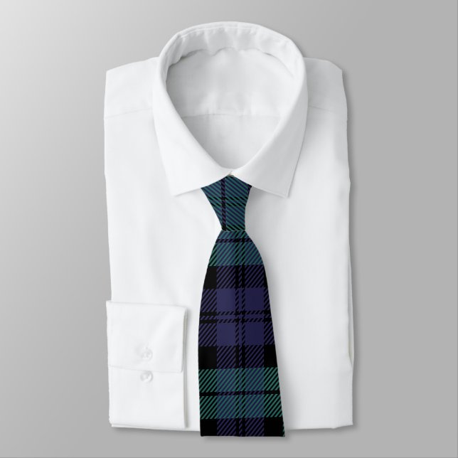 Cravate classique bleu vert Tartan Plaid (Attaché)