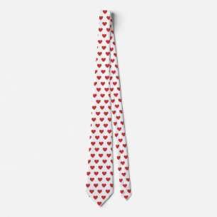 Cravate Classique Chic Cœur Rouge sur Fond Blanc