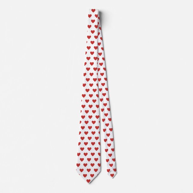 Cravate Classique Chic Cœur Rouge sur Fond Blanc (Devant)