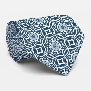Cravate Classique chic motif floral bleu de Delft