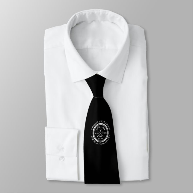 Cravate Classique golf noir et blanc Hole in One (Attaché)