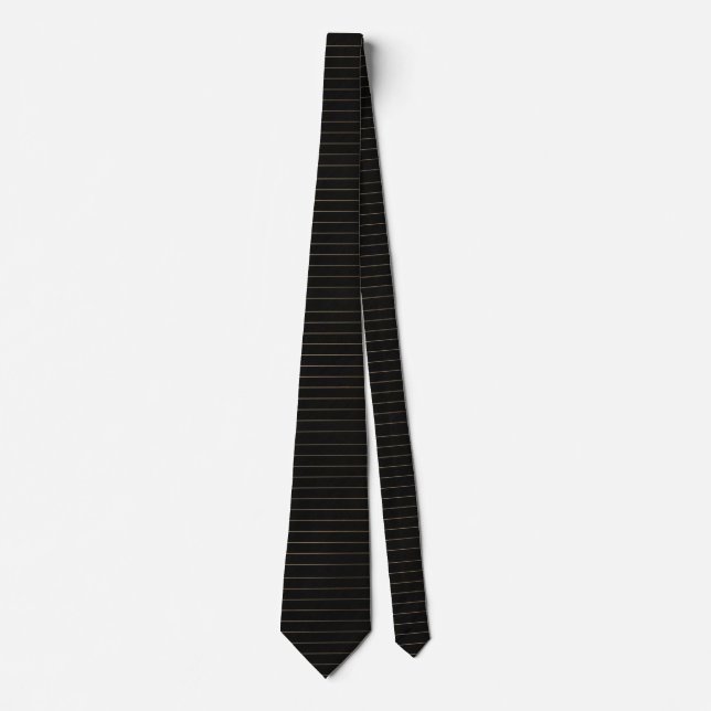 Cravate Classique Rayure Fine Noir & Or (Devant)