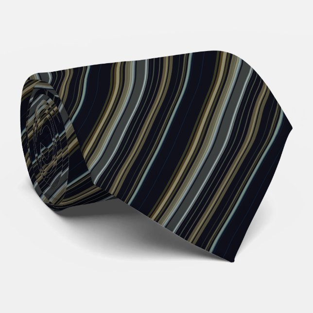 Cravate Classy Navy et Gold Stripes (Roulé)