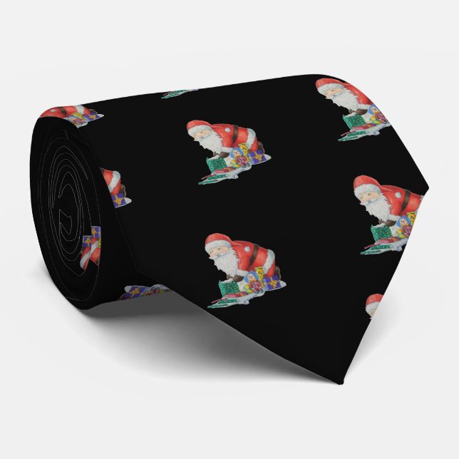 Cravate Clause santa mignonne avec pressies pour noël (Roulé)