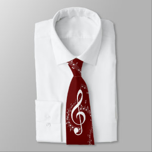 Cravate Climacic G Clef Music Rouge