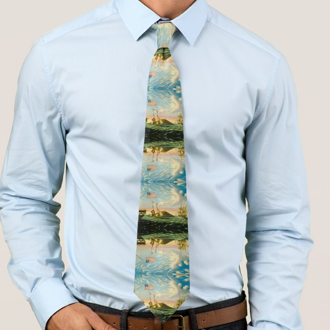 Cravate Clipper Ships Boston Harbour 1800 (Créateur téléchargé)