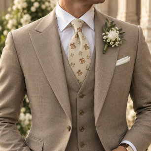 Cravate Cloche de mariage argenté en dentelle herringbone