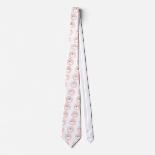 Cravate Cloches mariages rose pastel (Devant)