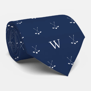 Cravate Clubs de golf initiales monogrammées bleu marine e