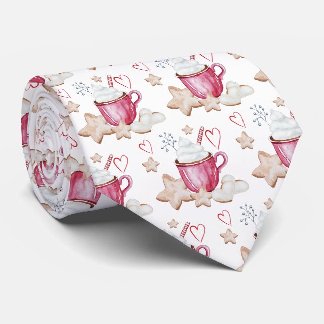 Cravate Coca Chaud Et Cookies Aquarelle (Roulé)