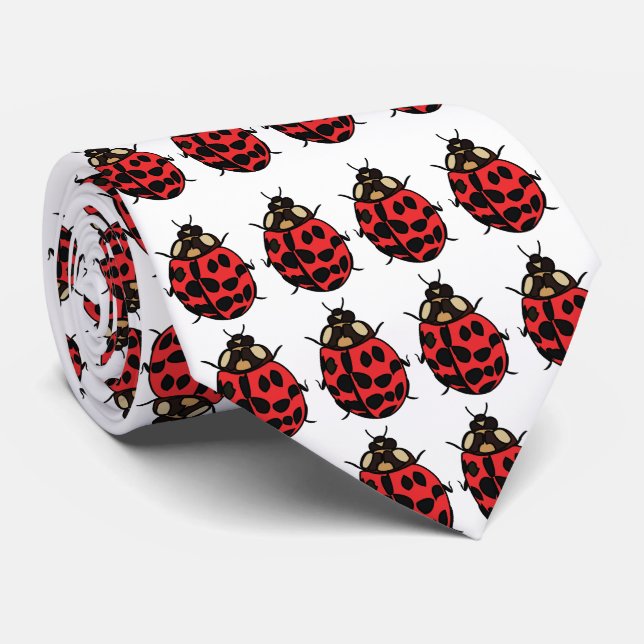 Cravate Coccinelle Rouge Noir Insecte Coccinelle  (Roulé)