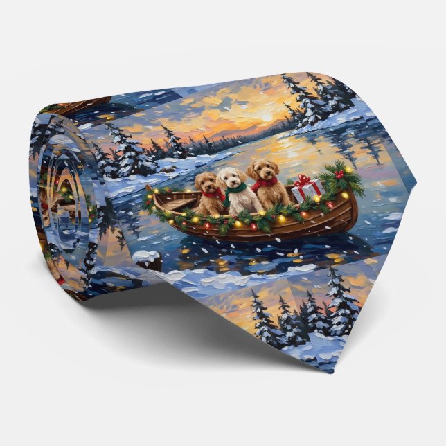 Cravate Cockapoo Noël Bateau Fêtes (Roulé)