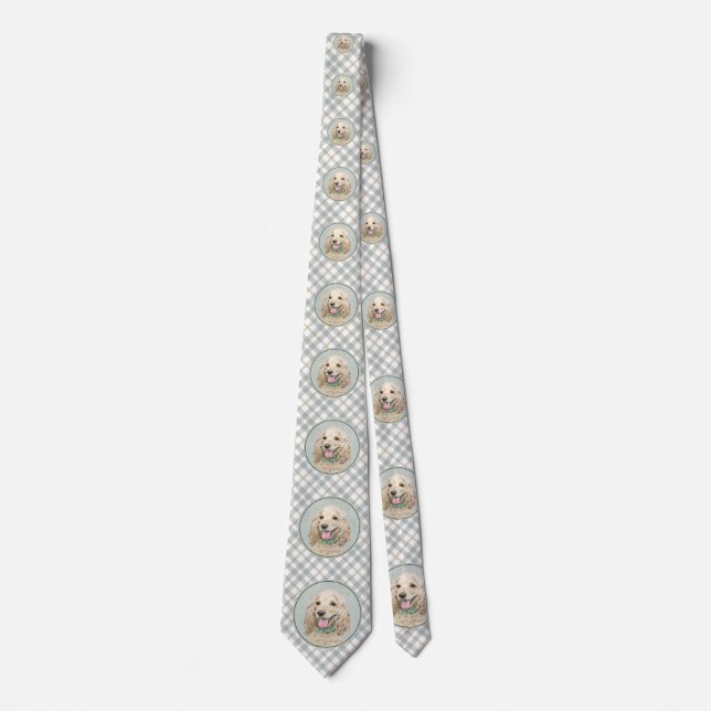 Cravate Cocker Spaniel Buff Peinture - Art Chien original (Devant)