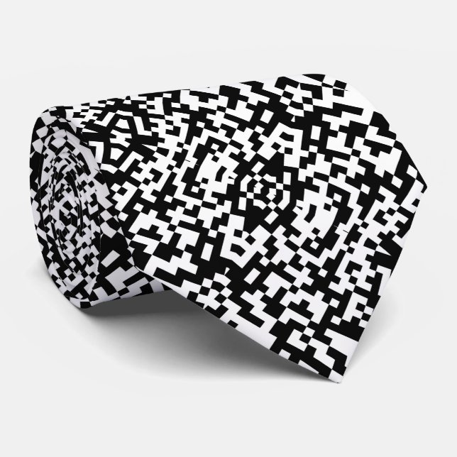 Cravate Code QR Abstrait Moderne Motif Noir Et Blanc (Roulé)