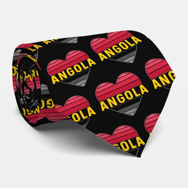 Cravate Coeur angolais, I Love Angola (Roulé)