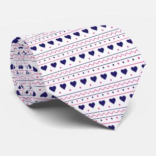 Cravate Cœur bleu motif d'amour de la Saint-Valentin sur f